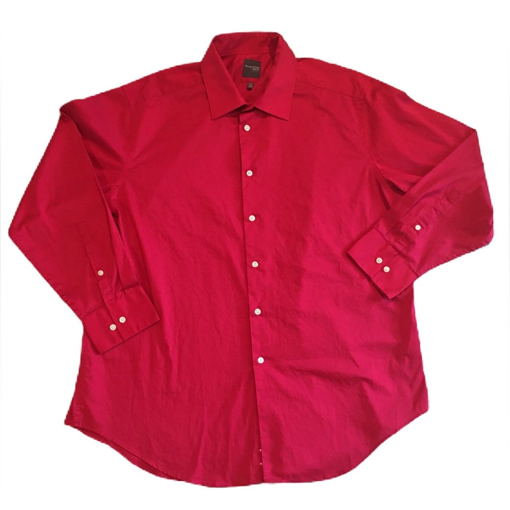 Madison Mens Slim Fit Red Button Down Shirt XL